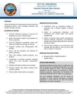 CITY OF LONG BEACH General Librarian (Non-Career