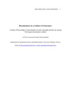 Documentary in a Culture of Clearance - BORA