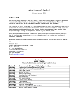 Indiana Seedsmen`s Handbook - Office of Indiana State Chemist