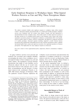 Early Employer Response to Workplace Injury