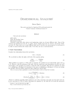 Dimensional Analysis
