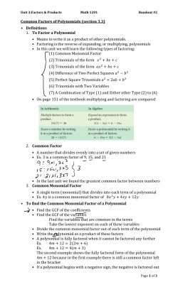 notes 2 Common Factors of Polynomials