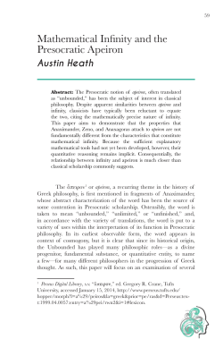 Mathematical Infinity and the Presocratic Apeiron