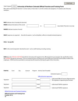 University of Northern Colorado Official Function and Training Form