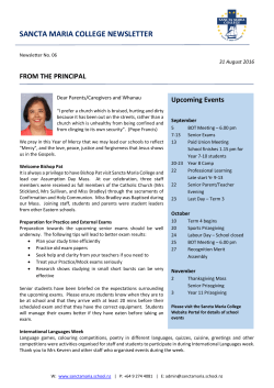 September 2016 - Sancta Maria College
