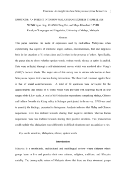 Emotions: An insight into how Malaysians express themselves 1