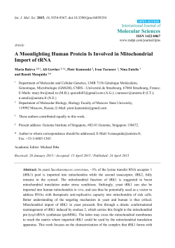 A Moonlighting Human Protein Is Involved in Mitochondrial Import of