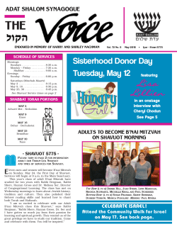 May 2015 - Adat Shalom Synagogue