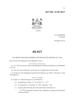 Endangered and Protected Species (Amendment