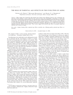 the role of parental age effects on the evolution of
