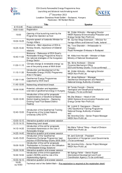 EEA Grants Launching and EEA Grants Renewable Energy