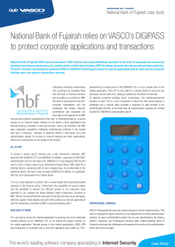 National Bank of Fujairah relies on VASCO`s DIGIPASS to protect