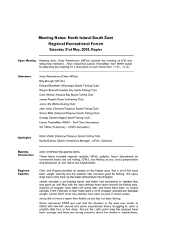 Meeting Notes: North Island-South East Regional Recreational Forum