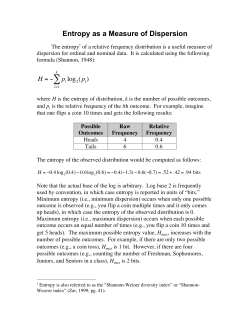 Entropy as a Measure of Dispersion