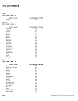 Time Zone Report - Marketing Systems Group