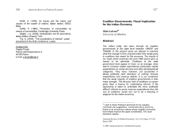 Coalition Governments: Fiscal Implication for the Indian Economy