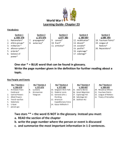 World War I Learning Guide- Chapter 23 One star * = BLUE word