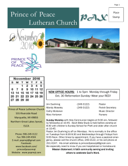 Pastor`s PAX Ponderings PRINCE OF PEACE LUTHERAN CHURCH