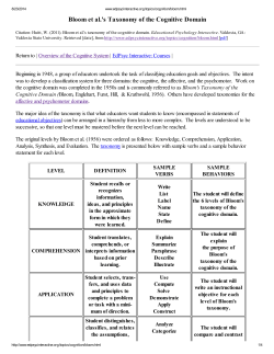Bloom et al.`s Taxonomy of the Cognitive Domain