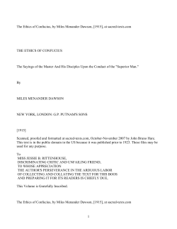 The Ethics of Confucius, by Miles Menander Dawson, [1915], at