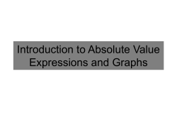 Introduction to Absolute Value Expressions and Graphs