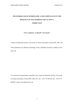 THE APPLICATIONS OF HYDROXAMIC ACIDS IN NUCLEAR FUEL