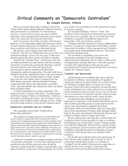 Critical Comments on Democratic Centralism