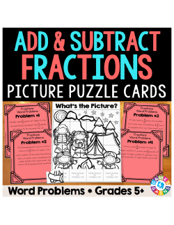 Fraction Word Problems Picture Puzzle PREVIEW