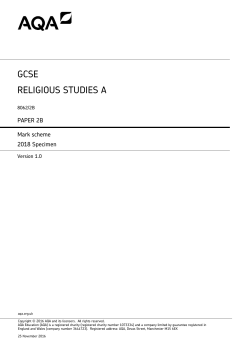 GCSE Religious Studies A Specimen mark scheme Paper 2B