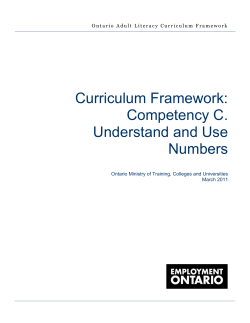 Curriculum Framework: Competency C. Understand and Use Numbers