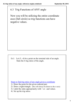 6.3 trig ratios of any angle, reference angles.notebook