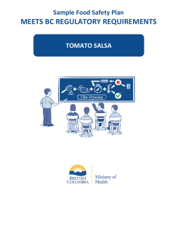 B.C. Sample Food Safety Plan: Tomato Salsa