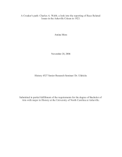 A Croaker`s path: Charles A. Webb, a look into the reporting of Race
