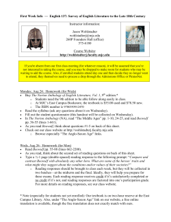 First Week Info - Jason Wohlstadter`s MJC Website