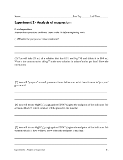 Experiment 2 &middot;∙ Analysis of magnesium