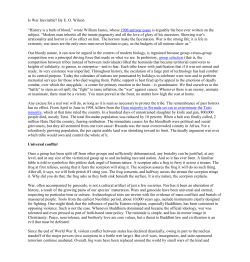 Is War Inevitable? By EO Wilson