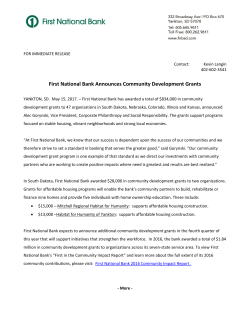 First National Bank Announces Community Development Grants