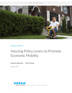 Housing Policy Levers to Promote Economic Mobility