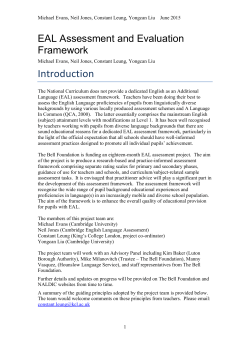 The Guiding Principles of EAL Assessment