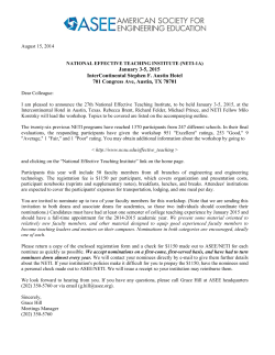 JDQXDU\ 3-5, 2015 InterContinental Stephen F. Austin Hotel 701