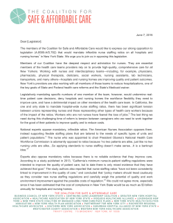 June 7, 2016 Dear [Legislator]: The members of the