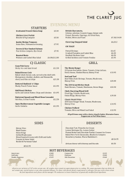 Slaley Hall Claret Jug Menu 2014