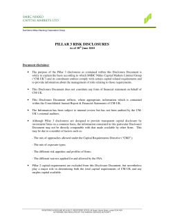 Pillar 3 Risk Disclosures (as of 30th June 2010)