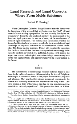 Legal Research and Legal Concepts: Where Form Molds Substance