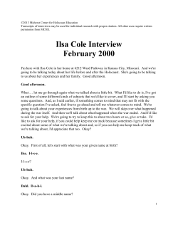 Transcript of Audio Testimony - Midwest Center for Holocaust