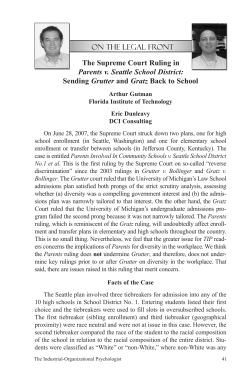 The Supreme Court Ruling in Parents v. Seattle School District