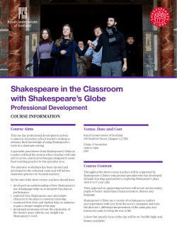 Shakespeare in the Classroom with Shakespeare`s Globe