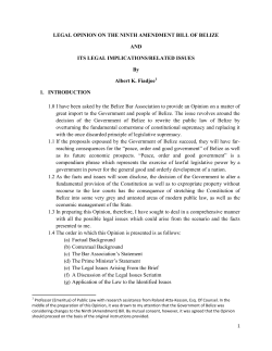 LEGAL OPINION ON THE NINTH AMENDMENT BILL OF BELIZE