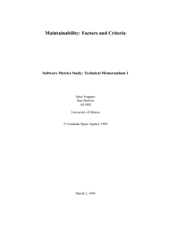 Maintainability: Factors and Criteria