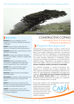 CONSTRUCTIVE COPING Program Background Benefits